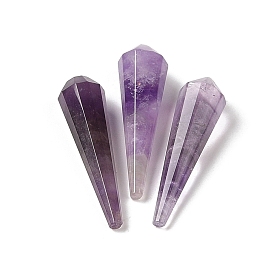 Natural Amethyst Beads, Half Drilled, Faceted, Cone