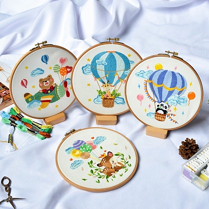 DIY Display Decoration Embroidery Kit, Including Embroidery Needles & Thread, Cotton Fabric
