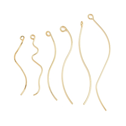 Латунная фурнитура для серег, с петлей, долговечный, без никеля , волнистая линия