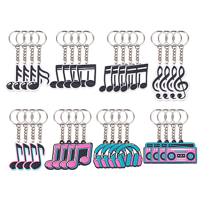 32 шт. 8 стили брелок-подвеска из ПВХ, с железной фурнитурой, Музыкальная тема
