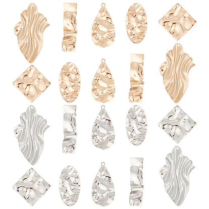 20 шт 10 стиль латунные подвески, , овал/прямоугольник/ромб/капля/шарм самородков