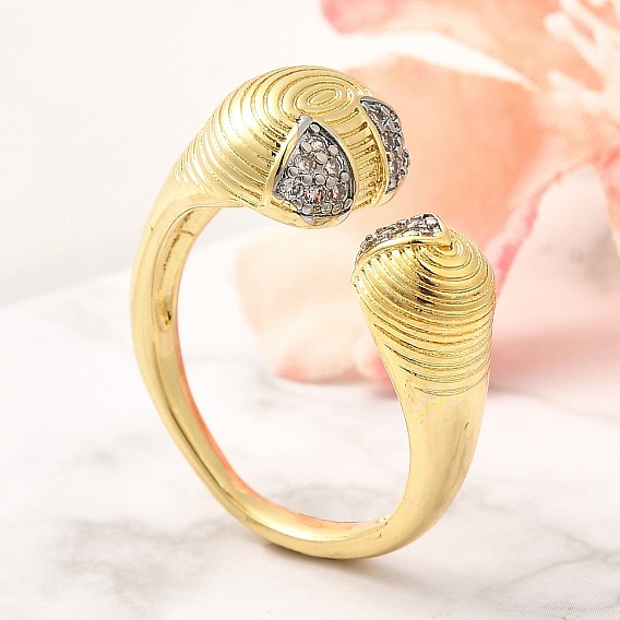 Латунные кольца из манжеты с прозрачным цирконием, вихревые кольца для женщин