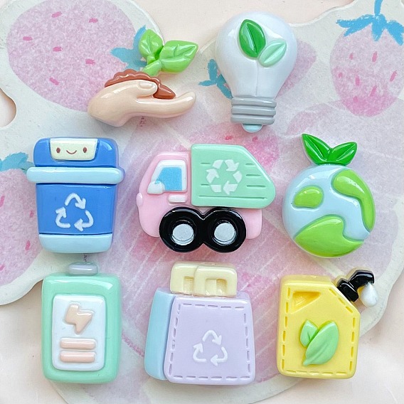 Кабошоны из непрозрачной смолы серии «Защита окружающей среды», разнообразные