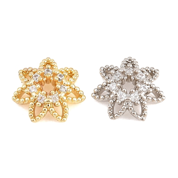 Рождественские латунные бусины из прозрачного кубического циркония, без кадмия и без свинца, стойки покрытие, долговечный, снежинка