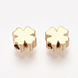 Brass Beads, Clover, Real 18K Gold Plated