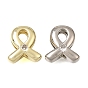 Brass Micro Pave Clear Cubic Zirconia Beads, Ribbon, Cadmium Free & Lead Free, Rack Plating, Long-Lasting Plated