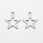 304 Stainless Steel Charms, Hollow Star