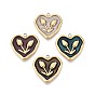304 подвески из нержавеющей стали и эмали, сердце с цветочными подвесками, ионное покрытие (ip), реальный 18 k позолоченный