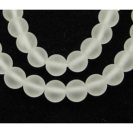 Synthetic Crystal Quartz Beads Strands, Frosted, Round