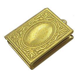 Brass Locket Pendants, Photo Frame Charms for Necklaces, Lead Free and Cadmium Free, Rectangle, 11x14x3mm, Hole: 2mm