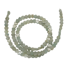 Natural Gemstone Beads, Chinese Flower Amazonite, Heart, 4x2.5mm