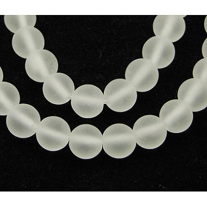 Synthetic Crystal Quartz Beads Strands, Frosted, Round