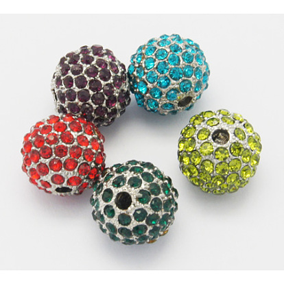 Alloy Beads, with Middle East Rhinestones, Round, 12.5x12mm, Hole: 2mm