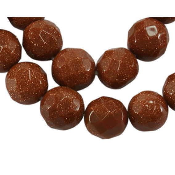 Бусины из дрогоценного камня, синтетических Голдстоуна, граненые, круглые