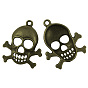 Подвески в тибетском стиле , череп, за день Хэллоуин, без свинца, 26x22x4.5 мм, отверстие : 1.5 мм