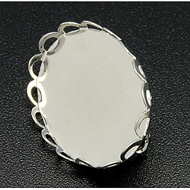 Фурнитура латунная для броши, овальные, лоток : 25x18 мм, 26x19x9 мм, штифты : 0.7 мм