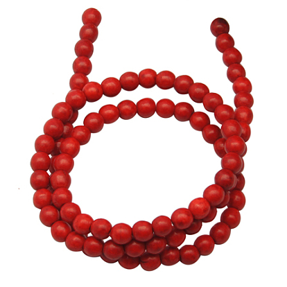 Synthetic Howlite Bead, Dyed Red, Round, 4.5mm, Hole: 1mm, about 91pcs/strand, 16 inch