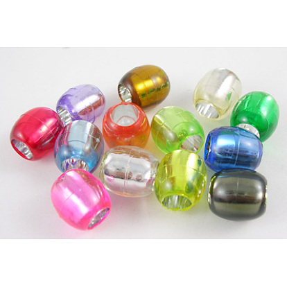Transparent Acrylic Beads, Barrel, 12~13x12mm, Hole: 6.5mm, about 660pcs/500g