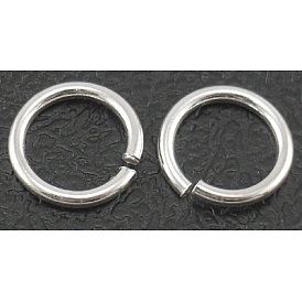 925 anneaux de saut ouverts en argent sterling, anneaux ronds, 8x0.8mm, trou: 6.5 mm environ850 pcs / 100 g