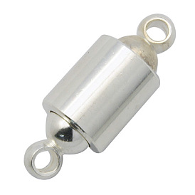 Brass Magnetic Clasps with Loops, Column, 8x21mm, Hole: 2mm