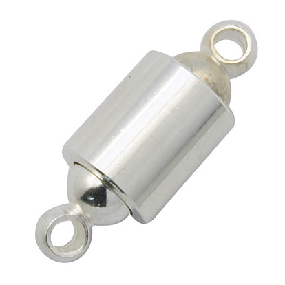 Brass Magnetic Clasps with Loops, Column, 8x21mm, Hole: 2mm