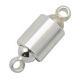 Brass Magnetic Clasps with Loops, Column, 8x21mm, Hole: 2mm