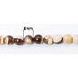 Naturelles zèbre jaspe perles brins, ronde, 6mm, Trou: 1mm
