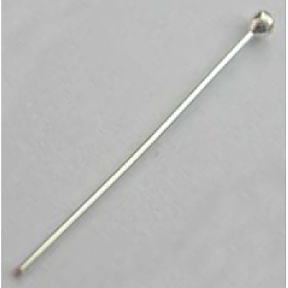 925 épingles à tête sphérique en argent sterling, 40x0.5mm, environ86 pcs / 10 g