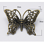 Латуни броши, с пин железа, бабочка, 36x26 мм