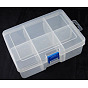 Plastic Bead Storage Containers, with Hooks, 6 Compartments, Rectangle, 12x17x6cm