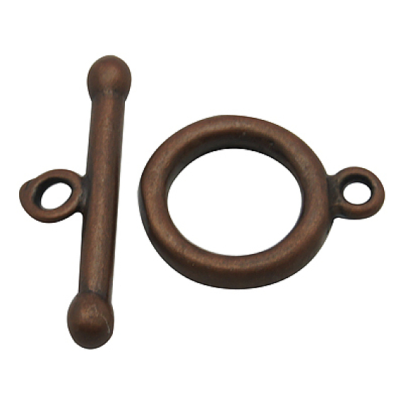 Brass Toggle Clasps, Red Copper, 14x11mm