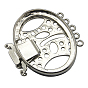 Brass Multi-strand Box Clasp Cabochon Settings, Oval, 43x43x6mm, Hole: 2mm, Tray: 30x40mm