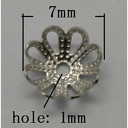 Brass Bead Caps, 7mm, Hole: 1mm