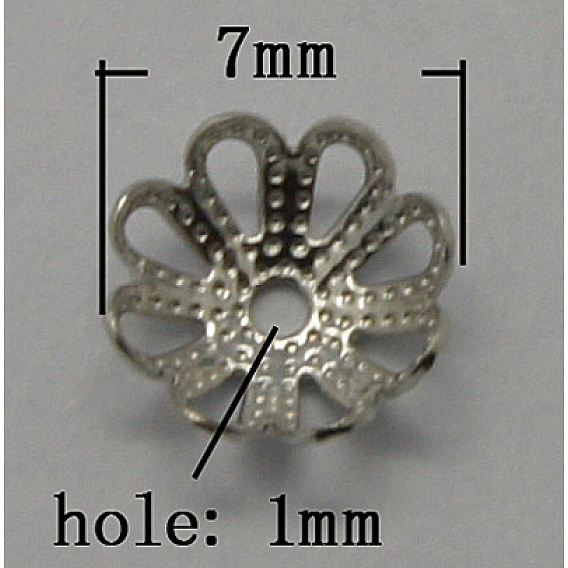 Brass Bead Caps, 7mm, Hole: 1mm