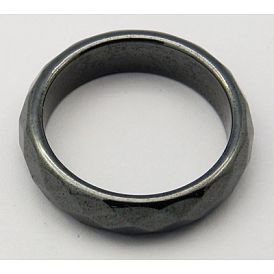 Non-Magnetic Synthetic Hematite Wide Band Rings, Faceted, 20mm