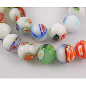 Handmade Millefiori Glass Bead Strands, Round