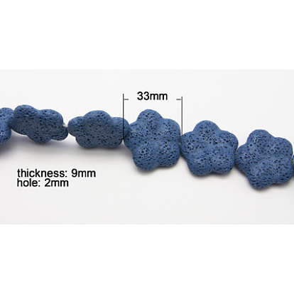 Natural Lava Rock Gemstone Beads Strand, Dyed, Flower, 33x9mm, Hole: 2mm