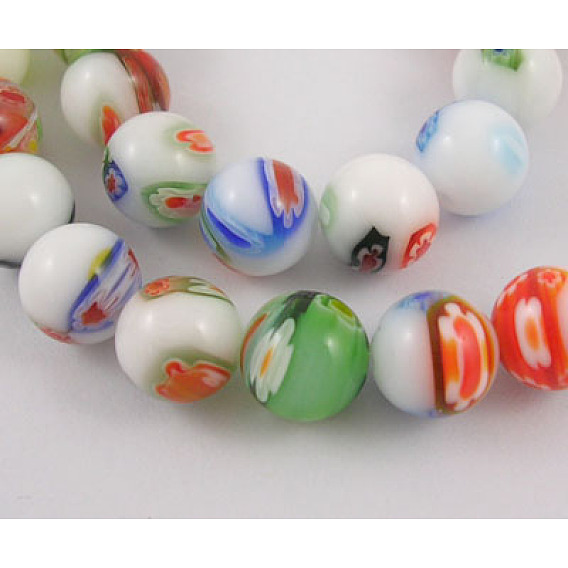 Handmade Millefiori Glass Bead Strands, Round