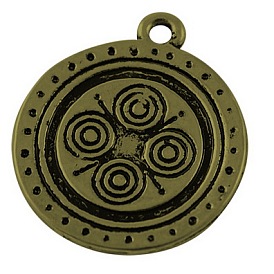 Tibetischer stil Aluminium Anhänger & Charms, Bleifrei und cadmium frei, Flachrund, 21x19x1 mm, Bohrung: 2 mm