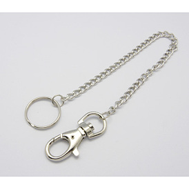 Alloy Ring Keychain, with Lobster Clasps, 13.7 inch (35cm), Ring: 28.5x6mm, Clasp: 53.5x22.5mm