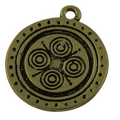 Tibetischer stil Aluminium Anhänger & Charms, Bleifrei und cadmium frei, Flachrund, 21x19x1 mm, Bohrung: 2 mm