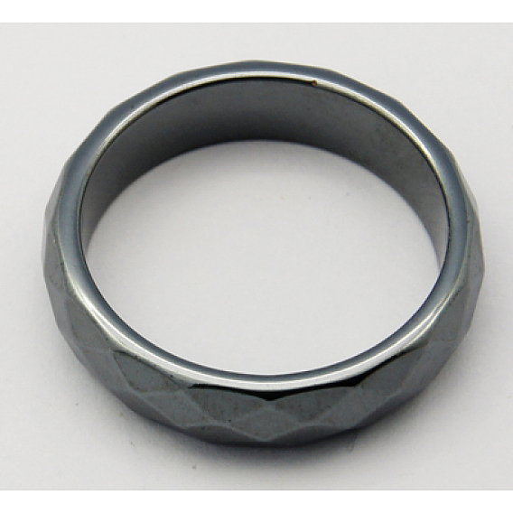 Non-Magnetic Synthetic Hematite Rings, Faceted, 21mm