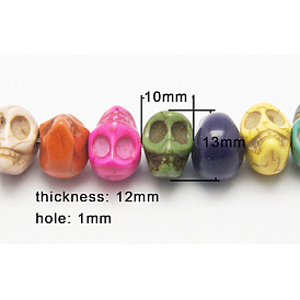 Synthetic Turquoise Beads, Halloween, Skull, 10x13x12mm, Hole: 1mm, 15.5 inch