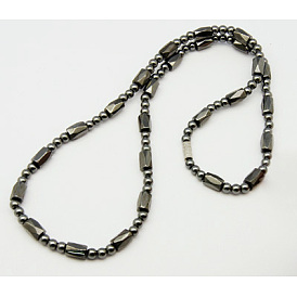 Магнитные ожерелья гематита, класс b, с застежками из латуни , 19.8 дюйм