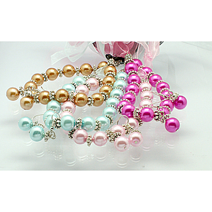 Necklace and Earring Sets, with Glass Pearl Beads , Dyed, Tibetan Style Beads and Organza Ribbon, 490mm
