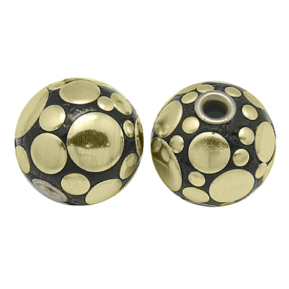 Handmade Indonesia Beads, with Brass Core, Round, 24mm, Hole: 3.8mm