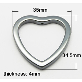 Non-magnetic Synthetic Hematite  Pendant, Heart, 34.5x35x4mm