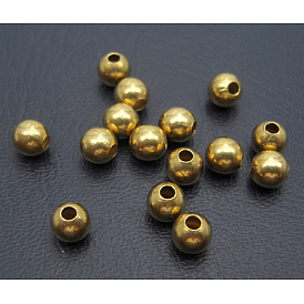 Brass Beads, Seamless, Round, 8mm, Hole: 2mm