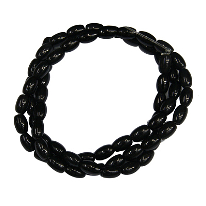 Natural Black Onyx Beads Strands, Dyed, Rice, 4x6mm, Hole: 0.8mm