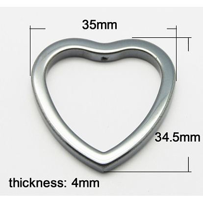 Non-magnetic Synthetic Hematite  Pendant, Heart, 34.5x35x4mm